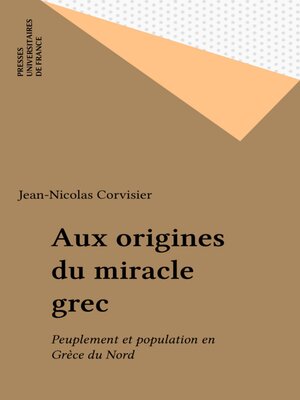 cover image of Aux origines du miracle grec